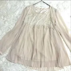 ロペピクニック　ブラウス　レース　プリーツ　シフォン　カットソー　Mサイズ