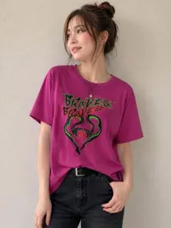 DIESEL 半袖Tシャツ パープル スネークプリントのサムネイル