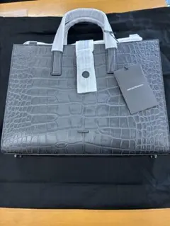 新品】 EMPORIO ARMANI トートバッグ クロコダイル調型押しレザー 
