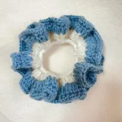 【ハンドメイド】フリル付きかぎ針編みシュシュ