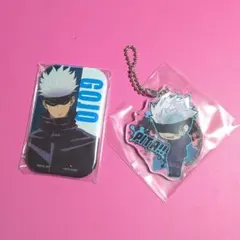 2個セット☆ 呪術廻戦 五条悟 スクエ缶バッジ & ぴた デフォメ アクキー