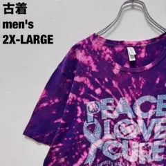 古着 BELLA+CANVAS Tシャツ ブリーチ タイダイ パープル 2XL