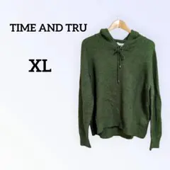 ✨️TIME AND TRU フード付きセーター【XL】レディース ニット 緑