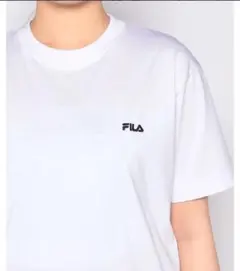 FILA 【カジュアルウェア】ソフトストレッチ天竺ワンポイント刺繍ロゴ白Tシャツ