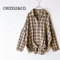 Z＊CROSS2&CO.＊ オープンカラーシャツ チェック柄 長袖 裾タック 秋