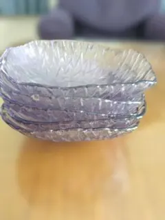 昭和レトロ 薄紫のガラス製デザート皿5枚セット