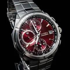 ★セイコー SEIKO WIRED クロノグラフ ワインレッド×ベルト シルバーのサムネイル