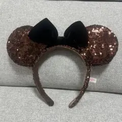 ミッキー耳カチューシャ ブラウン スパンコール