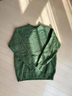 緑系ミックスカラー クルーネックニット