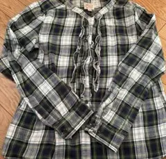 Authentic Flannel チェック柄 フリル 長袖シャツ Lのサムネイル