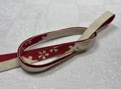 b-413正絹帯締め平組2way 振袖　成人式　赤×金　桜