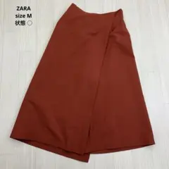 ● ZARA ザラ 7分丈 変形 ワイド パンツ オレンジ モード M