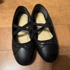 ブラックバレエシューズ クロスストラップ21cm