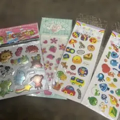 カラフルシールセット 4種類　ぷっくり　キラキラ　平成　レトロ