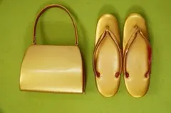 リメイク用　訳あり　和装用　バッグ　草履　23cm　ゴールド