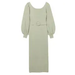 美品 eimy istoire タックボリュームスリーブタイトニットワンピース