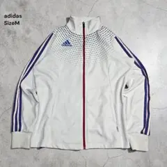 アディダス トラックジャケットドット柄 白×黒 M トレフォイルロゴ 三本ライン