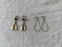 ゴールドトーン フープ&ドロップピアスセット