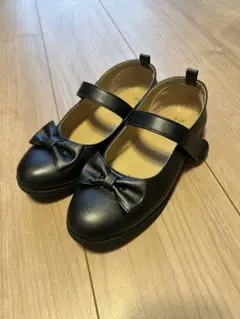 黒 リボン付き フォーマルシューズ　21cm