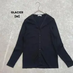 GLACIER 長袖リブニットカーディガン　黒【M】Ｖネック　綺麗め　大人可愛い