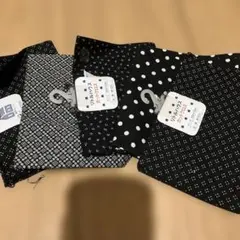 黒の水玉模様・幾何学模様生地点セット30×55 綿100%