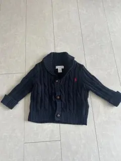 ポロ ネイビー ケーブルニットカーディガン