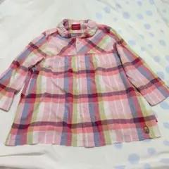 ドラッグストアーズ。丸襟。爽やかチェック。チュニックシャツ。