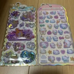 コットンパフィーシール　きらきらウォーターインシール　日焼けキティ　サンリオ