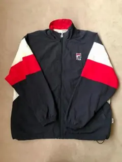 FILA ジップアップナイロンジャケット L ネイビー レッド