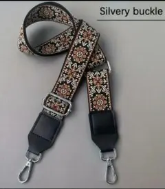 ショルダーストラップ 付け替え 幅広 花柄 刺繍 ブラック 肩掛け 交換用単品