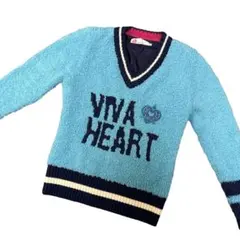 VIVA HEART レディースニット　ブルー　ロゴ