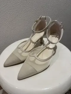LILY BROWN Tストラップ パンプス メッシュ ベージュのサムネイル
