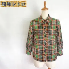 【昭和レトロ】長袖シャツ/チェック柄/古着No.12