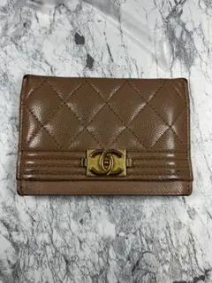 香奈兒 棕色 皮革 信用卡夾