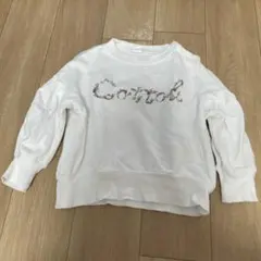 花柄ロゴ ホワイト トレーナー 90サイズ