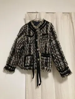 韓国風 デザイン ツイード ジャケット