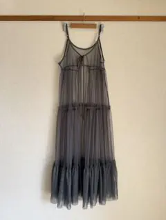 シースルーキャミワンピース グレー
