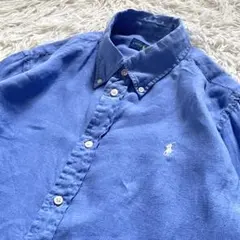 RALPH LAUREN リネンシャツ バタンダウン ブルー L