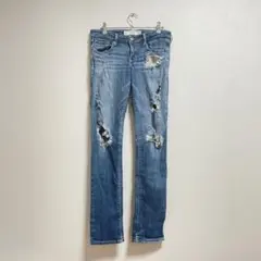 美品✨Abercrombie&Fitch ダメージデニムスキニーパンツ W28