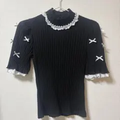 Ank Rouge ニット 半袖 フリル レース ブラック 地雷 量産型