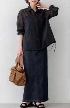 新品未使用 23区 25SS 洗える ソフトオーガンジータックスカート XXL