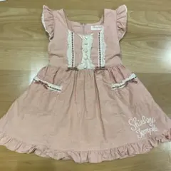 シャーリーテンプル　ピンク　ベロア　ワンピース/ジャンパースカート　100cm