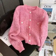 ツイードライクカーディガン　ピンク