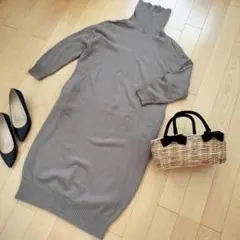 ✨MK MICHEL KLEIN✨タートルネックロングニットワンピース【38】
