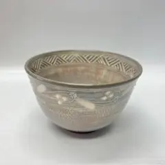 印花三島手茶碗　市川通三造　共箱　茶道具 印花三島手茶碗 市川通三造 共箱 茶道具