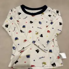 【90】ミキハウス ダブルビー クマ柄長袖Tシャツ（コットン）