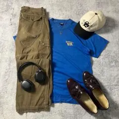 c-boy style 短丈Tストリートコーデバギーデニムワイドパンツネイビー 
