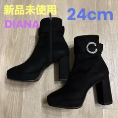 新品　DIANA ダイアナ　ショートブーツ　厚底ブーツ　スエード　ビジュー