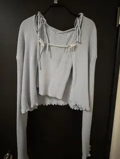 Kastane カットレースカーディガン ライトブルー ショート丈のサムネイル