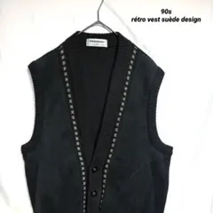 値下げ「希少」レトロベスト　定価¥33000 ポケット有　スエード　90s 古着